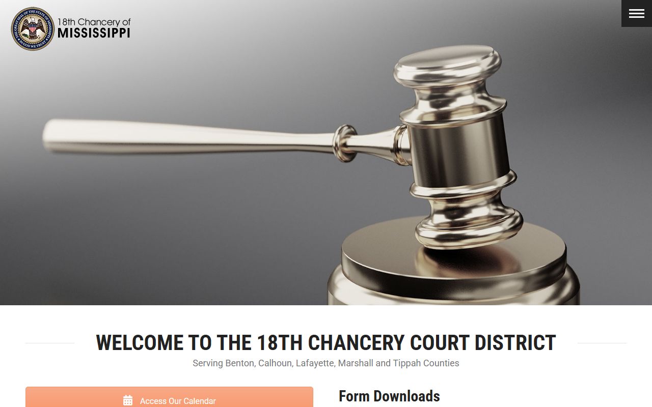 Benton County Chancery Court records district site for the Eighteenth Chancery District
