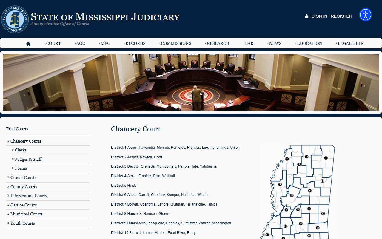 Benton County Chancery Court records overview from the Mississippi Judiciary