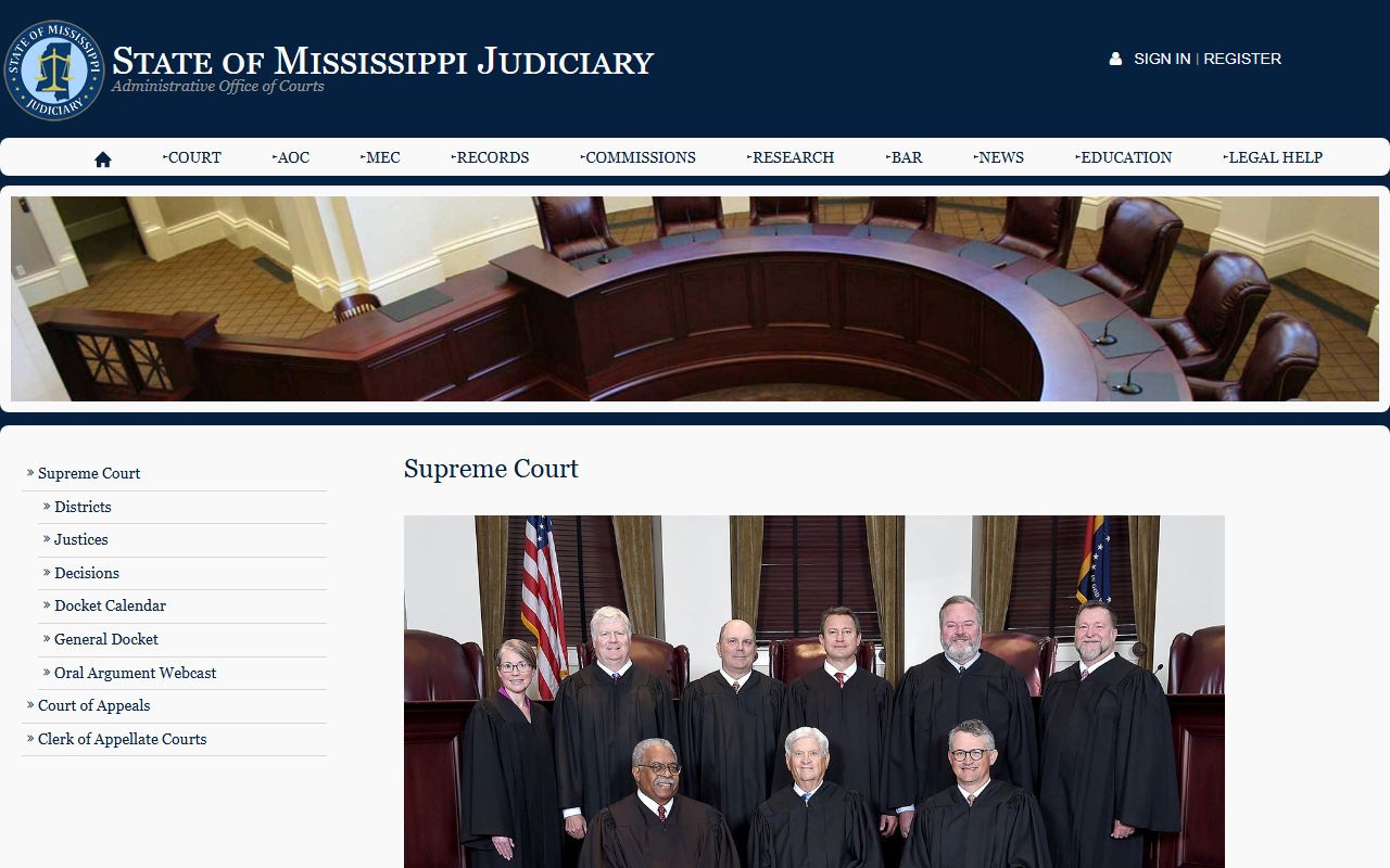 Mississippi Supreme Court page for appeals from Benton County Circuit Court records