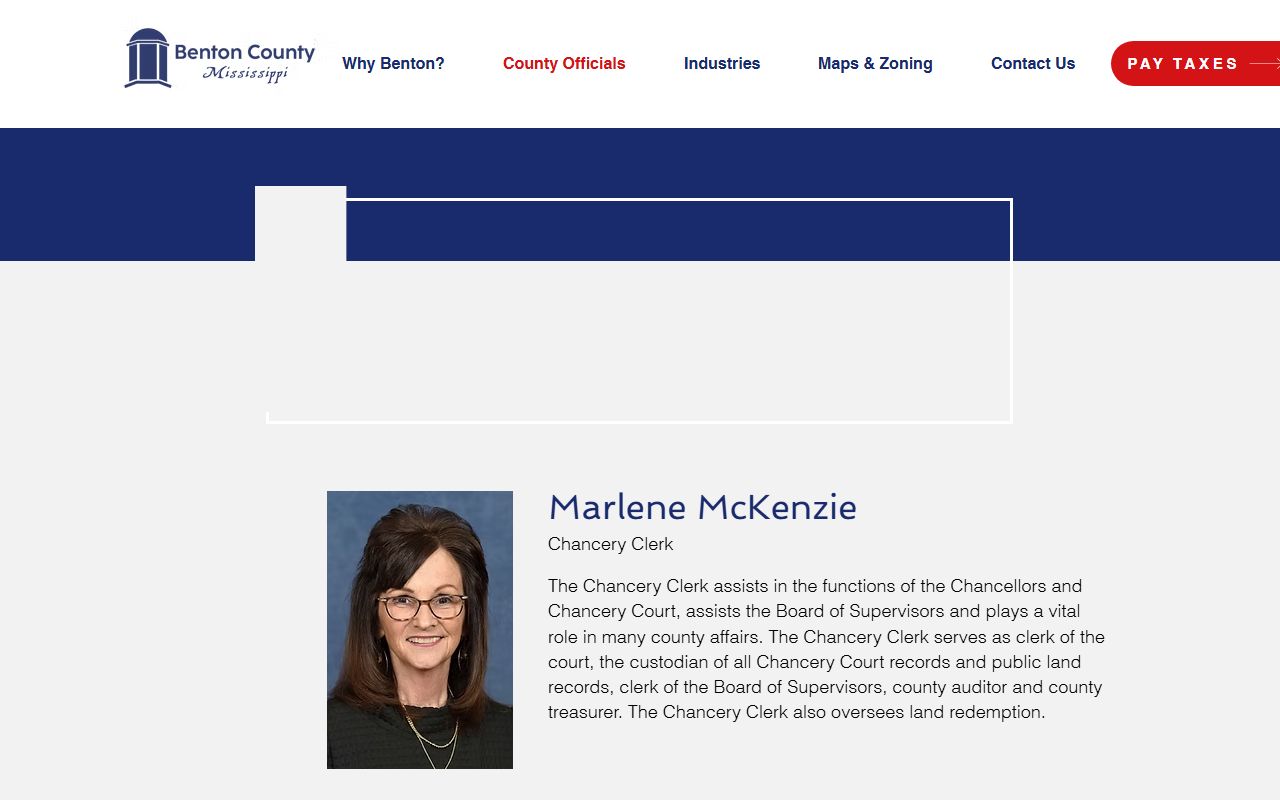 Benton County Chancery Clerk page for court records