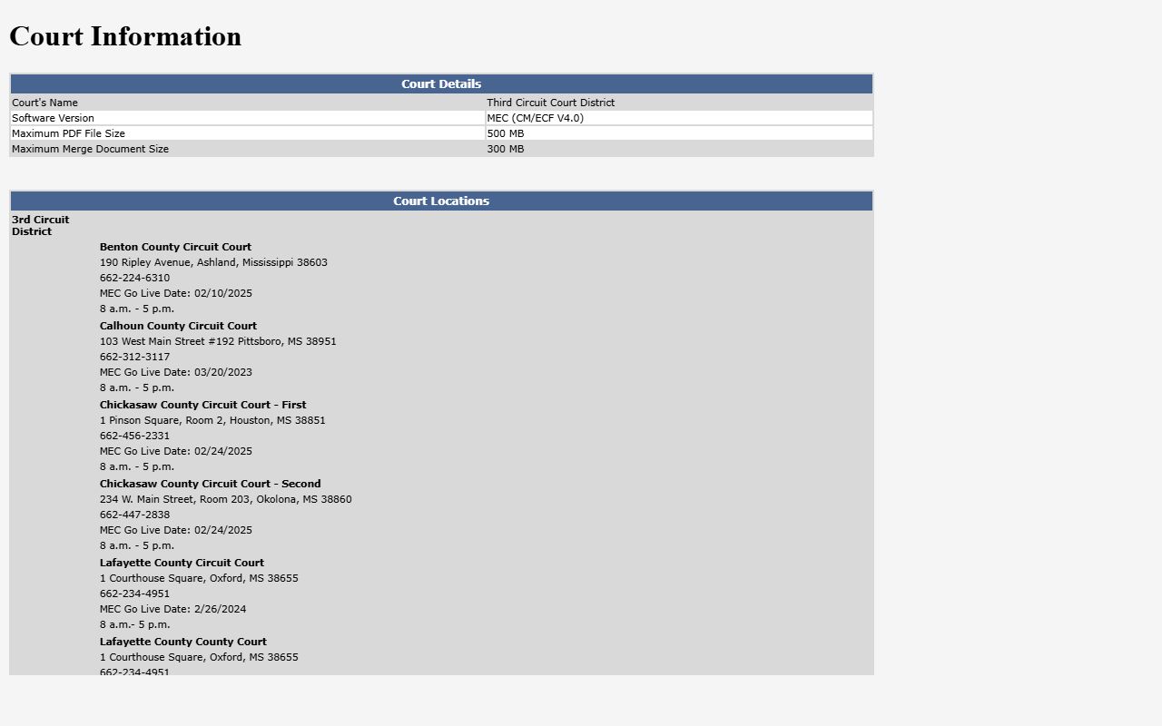 Third Circuit MEC page for Benton County court records